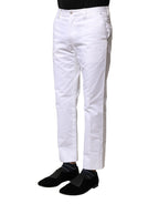 Dolce & Gabbana White Cotton Straight Logo Men Pants