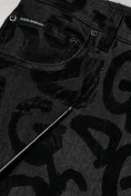 Dolce & Gabbana Gray Cotton DG Logo Straight Men Denim Jeans