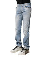 Dolce & Gabbana Light Blue Washed Straight Fit Denim Jeans