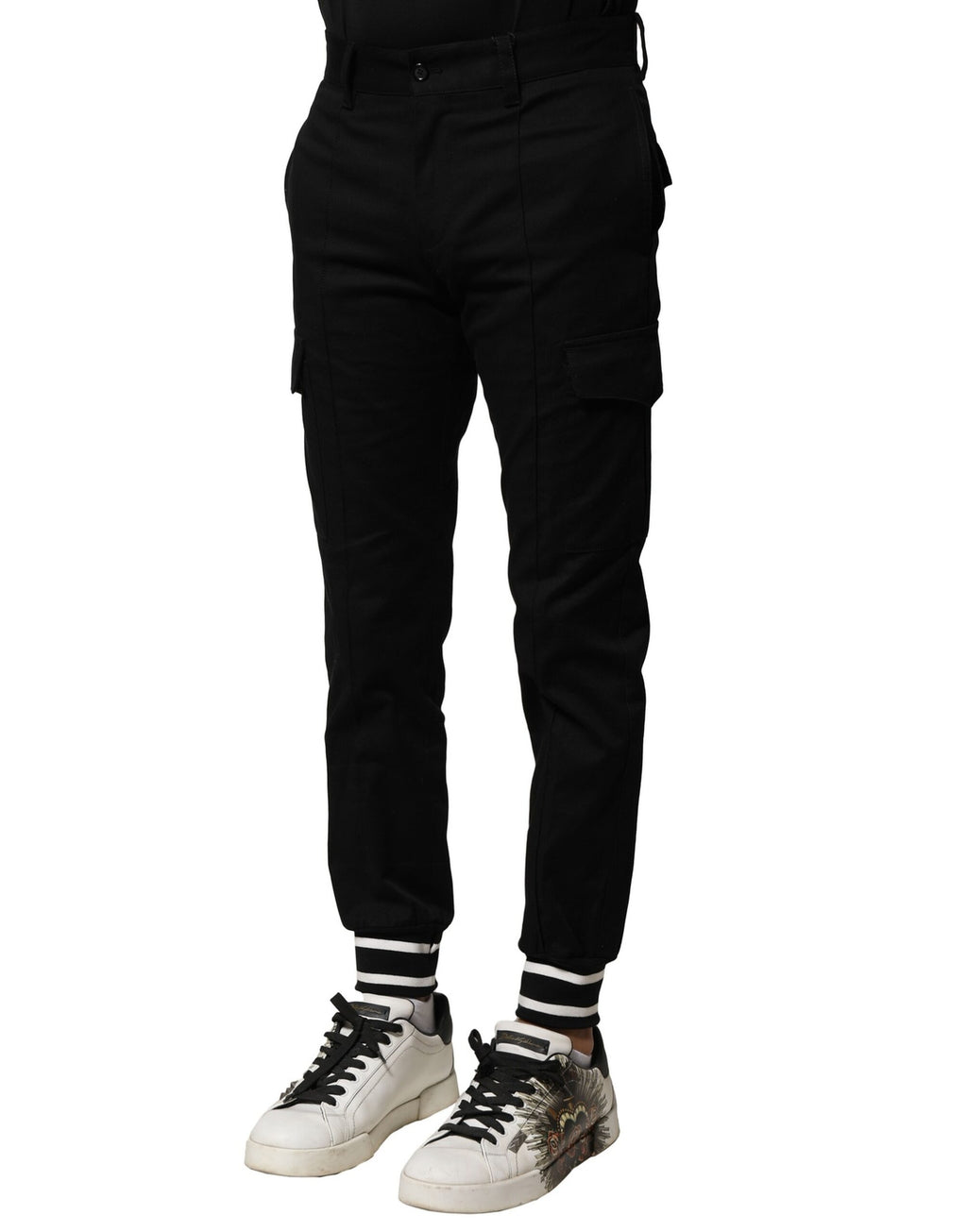 Dolce & Gabbana Black Cotton Cargo Joggers Men Pants