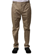 Dolce & Gabbana Brown Cotton Tapered Men Formal Pants