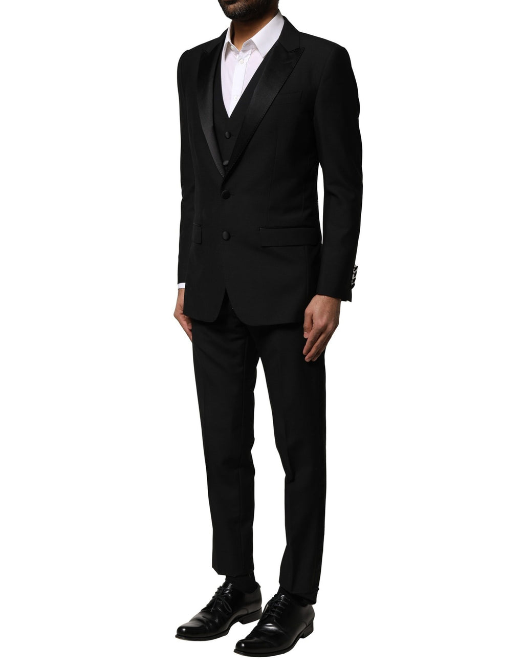 Dolce & Gabbana Black Wool 3 Piece Single Breasted Suit