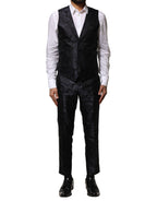 Dolce & Gabbana Black Jacquard 3 Piece Single Breasted Suit