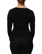 Dolce & Gabbana Black Square Neck Long Sleeves Pullover Top