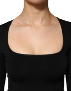 Dolce & Gabbana Black Square Neck Long Sleeves Pullover Top