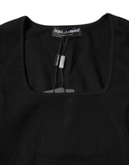 Dolce & Gabbana Black Square Neck Long Sleeves Pullover Top