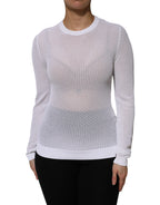 Dolce & Gabbana White Round Neck Long Sleeves Pullover Top