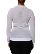 Dolce & Gabbana White Round Neck Long Sleeves Pullover Top