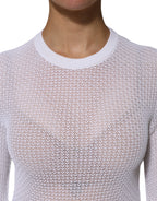Dolce & Gabbana White Round Neck Long Sleeves Pullover Top