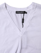 Dolce & Gabbana White Cotton Short Sleeves V-neck T-shirt