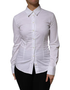 Dolce & Gabbana White Cotton Collared Long Sleeves Shirt Top