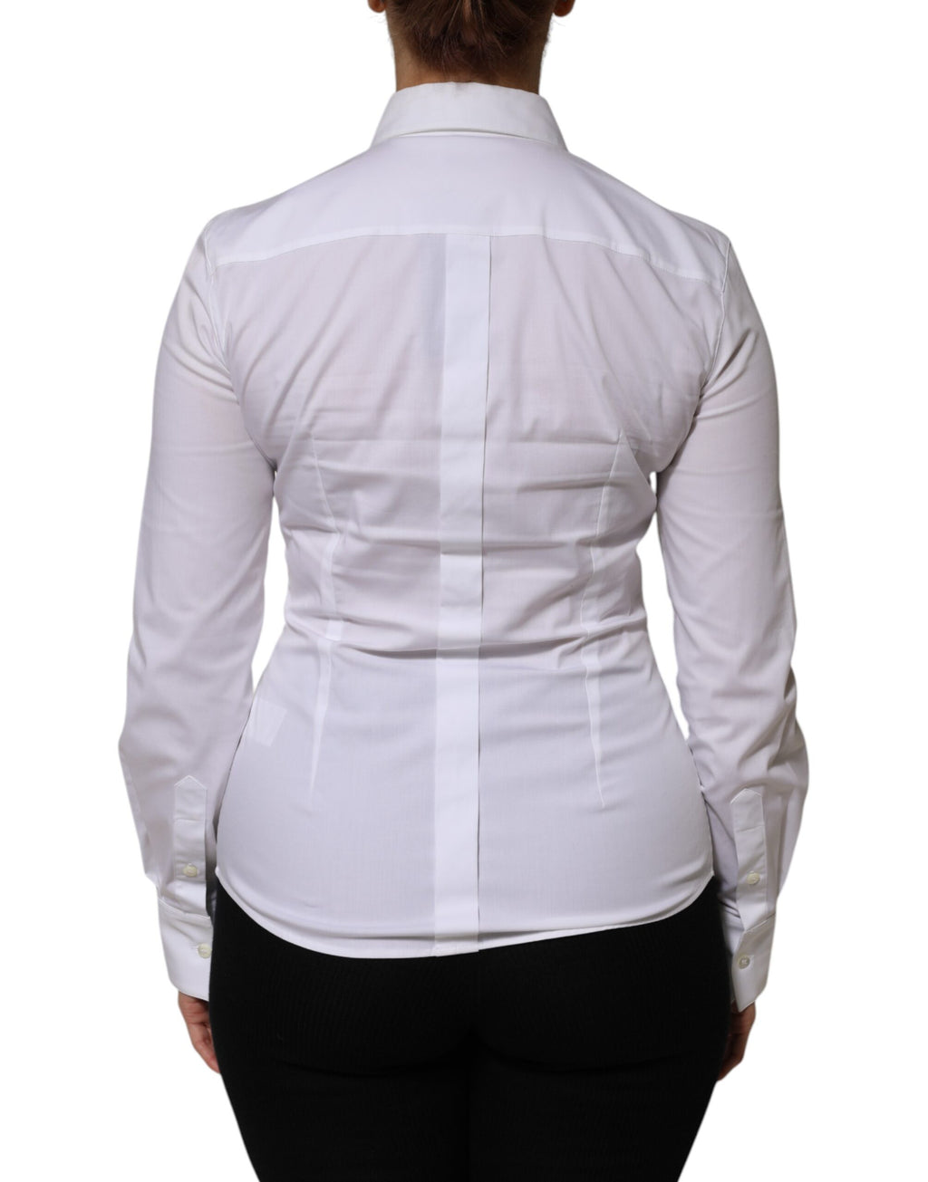 Dolce & Gabbana White Cotton Collared Long Sleeves Shirt Top