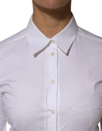 Dolce & Gabbana White Cotton Collared Long Sleeves Shirt Top