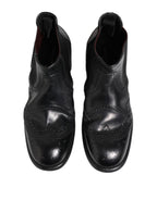 Dolce & Gabbana Black Leather Ankle Boots Slip On Shoes