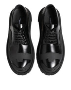 Dolce & Gabbana Black Patent Leather Trekking Derby Shoes