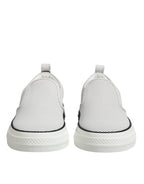 Dolce & Gabbana White Dotted Leather Slip On Men Sneakers Shoes