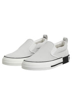 Dolce & Gabbana White Dotted Leather Slip On Men Sneakers Shoes