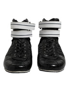 Dolce & Gabbana Black Quilted Leather Lace Up Sneakers Shoes