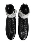 Dolce & Gabbana Black Quilted Leather Lace Up Sneakers Shoes
