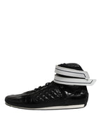 Dolce & Gabbana Black Quilted Leather Lace Up Sneakers Shoes