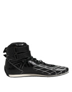 Dolce & Gabbana Black Quilted Leather Lace Up Sneakers Shoes