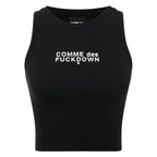 Comme Des Fuckdown Black Cotton Women Cropped Top