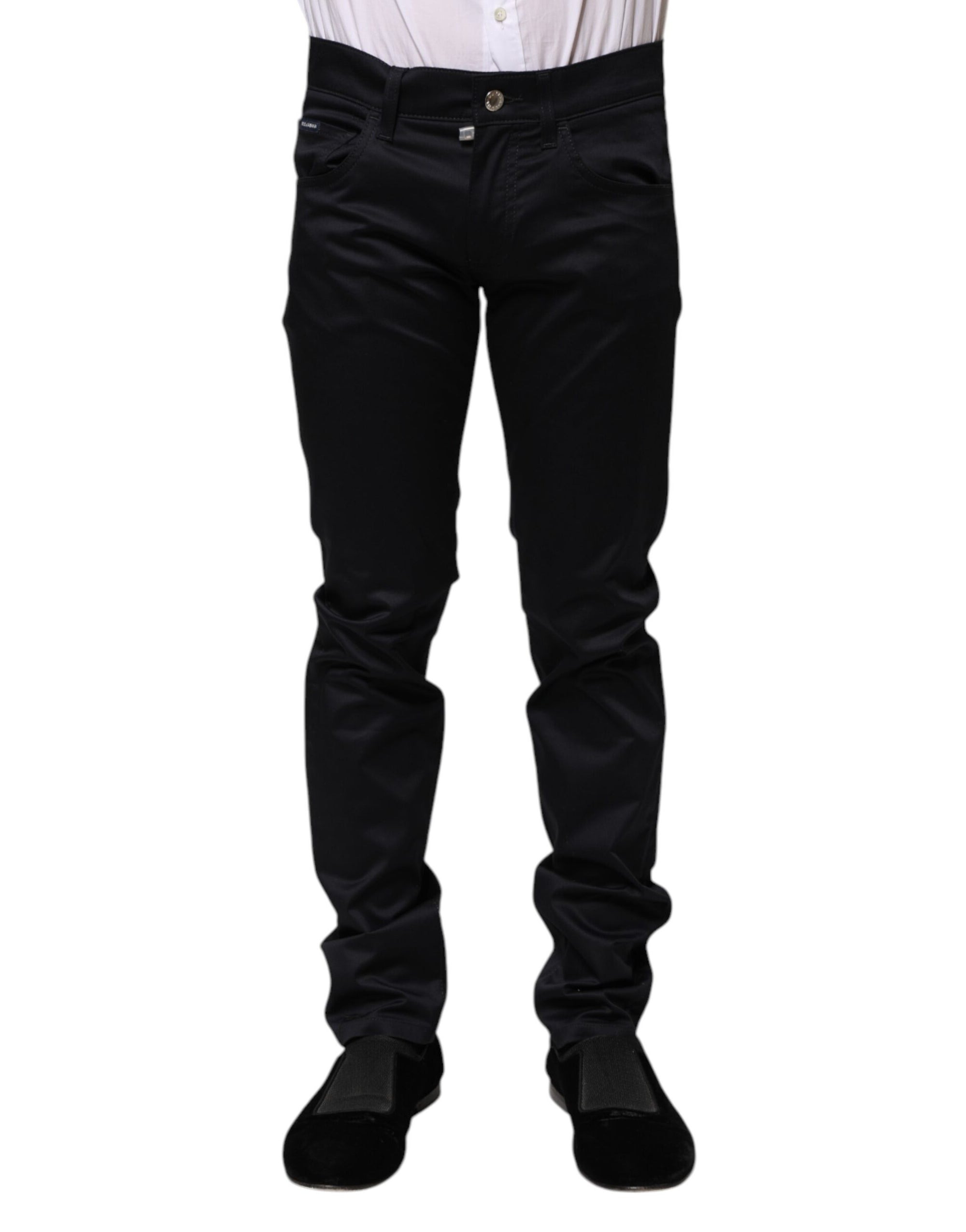 Dolce & Gabbana Black Cotton Skinny Mid Waist Pants
