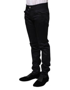 Dolce & Gabbana Black Cotton Skinny Mid Waist Pants