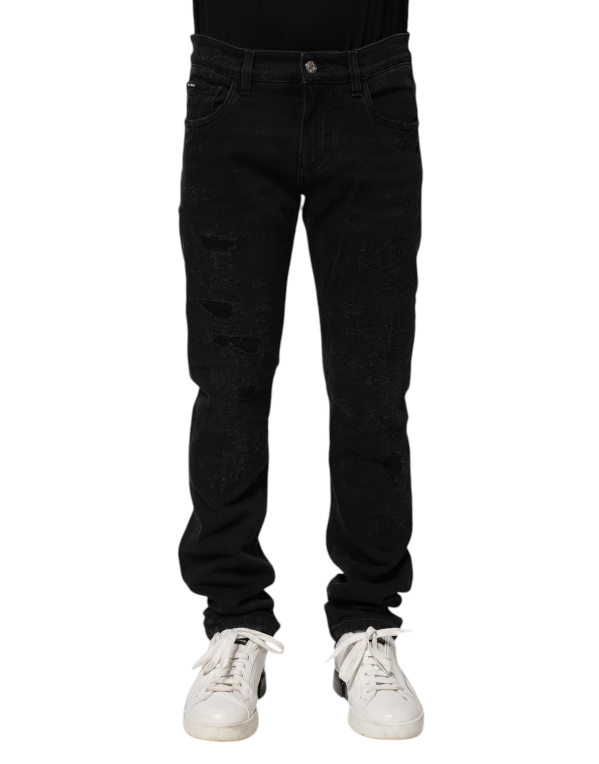 Dolce & Gabbana Black Cotton Skinny Men Denim Jeans