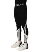 Dolce & Gabbana Black Silver Nylon Skinny Men Leggings Pants