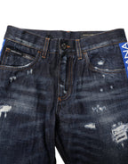 Dolce & Gabbana Dark Blue Tattered Skinny Denim Jeans