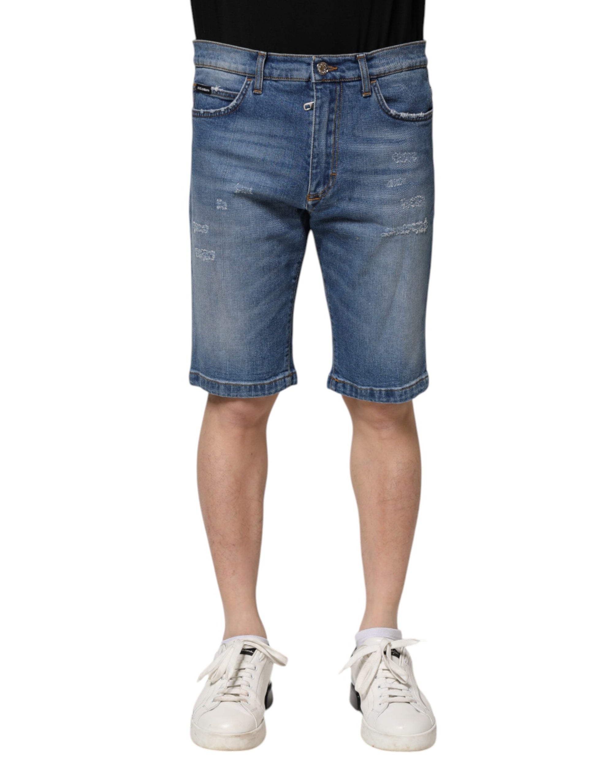 Dolce & Gabbana Blue Cotton Stretch Men Denim Bermuda Shorts