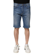 Dolce & Gabbana Blue Cotton Stretch Men Denim Bermuda Shorts