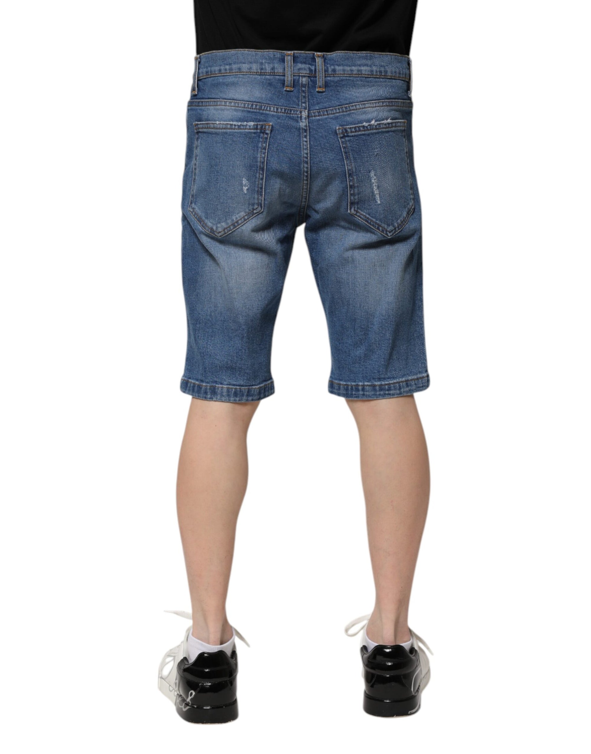 Dolce & Gabbana Blue Cotton Stretch Men Denim Bermuda Shorts