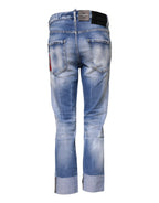 Dsquared² Blue Washed Cotton Mid Waist Skinny Denim Jeans