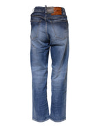 Dsquared² Blue Washed Cotton Mid Waist Straight Jeans
