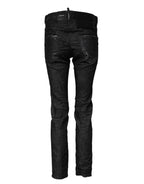 Dsquared² Black Washed Cotton Mid Waist Skinny Jeans