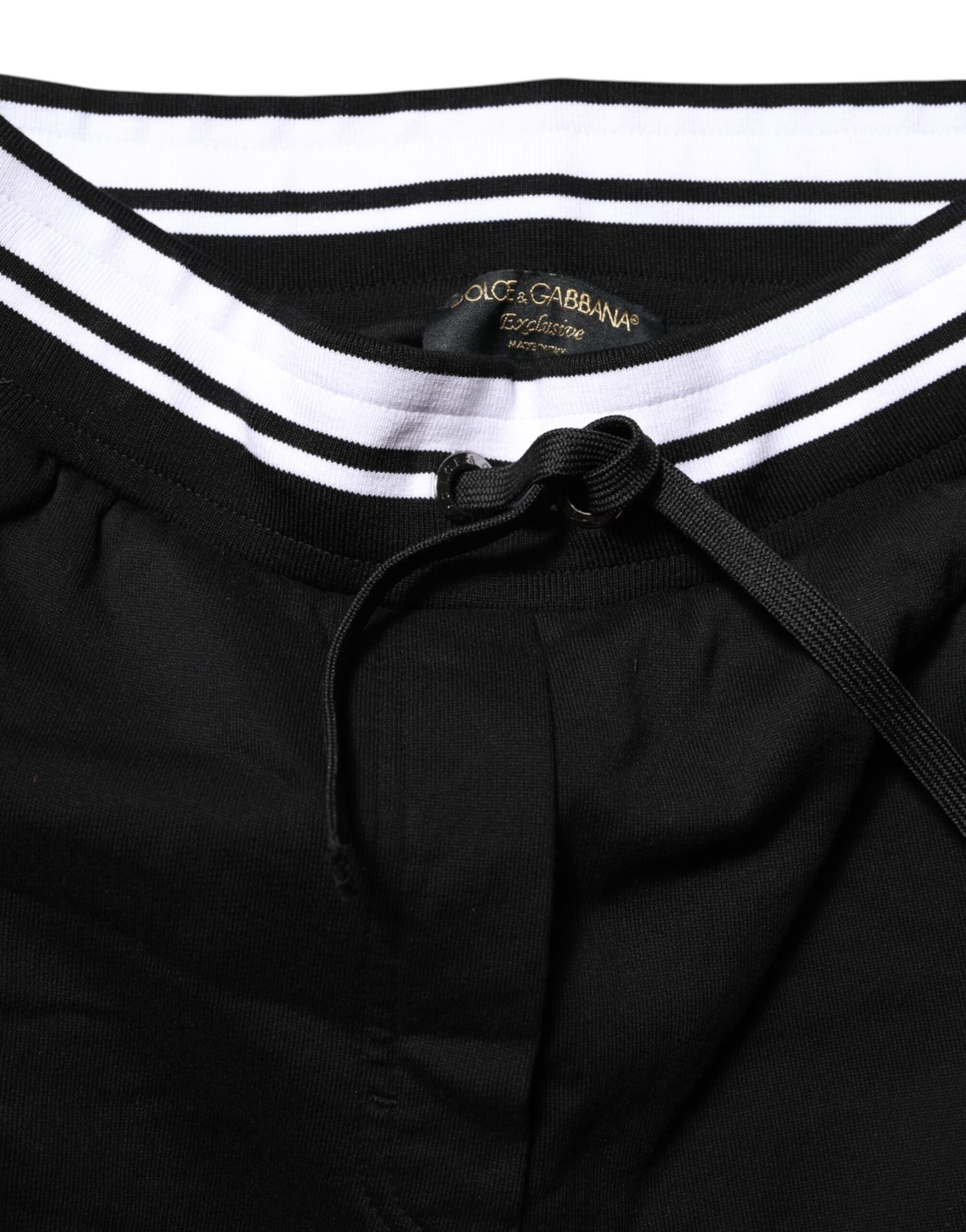 Dolce & Gabbana Black Cotton Mid Waist Jogger Pants