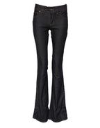 John Galliano Blue Mid Waist Cotton Wide Leg Denim Jeans