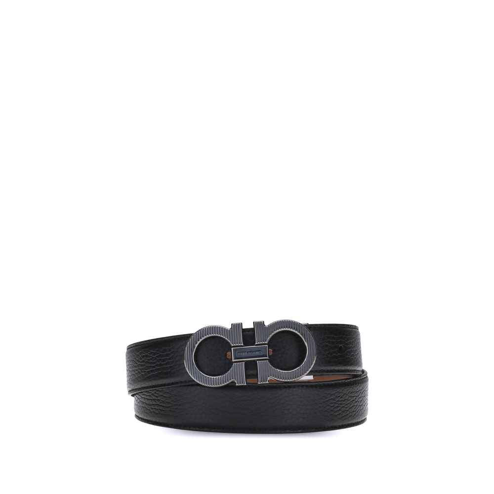 Ferragamo Black Calf Leather Bos Taurus Regular Belt
