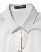 Dolce & Gabbana White Cotton Short Sleeves Collared Top Shirt
