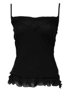 Scervino Street Black Wool Sleeveless Square Neck Tank Top