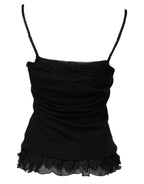 Scervino Street Black Wool Sleeveless Square Neck Tank Top