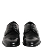 Dolce & Gabbana Black Leather Lace Up Derby Men Dress Shoes