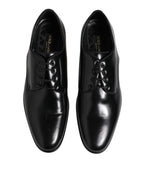 Dolce & Gabbana Black Leather Lace Up Derby Men Dress Shoes