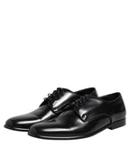 Dolce & Gabbana Black Leather Lace Up Derby Men Dress Shoes