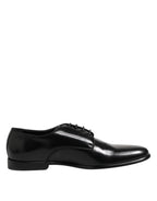 Dolce & Gabbana Black Leather Lace Up Derby Men Dress Shoes
