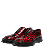 Dolce & Gabbana Red Leopard Derby Formal Men Dress Shoes