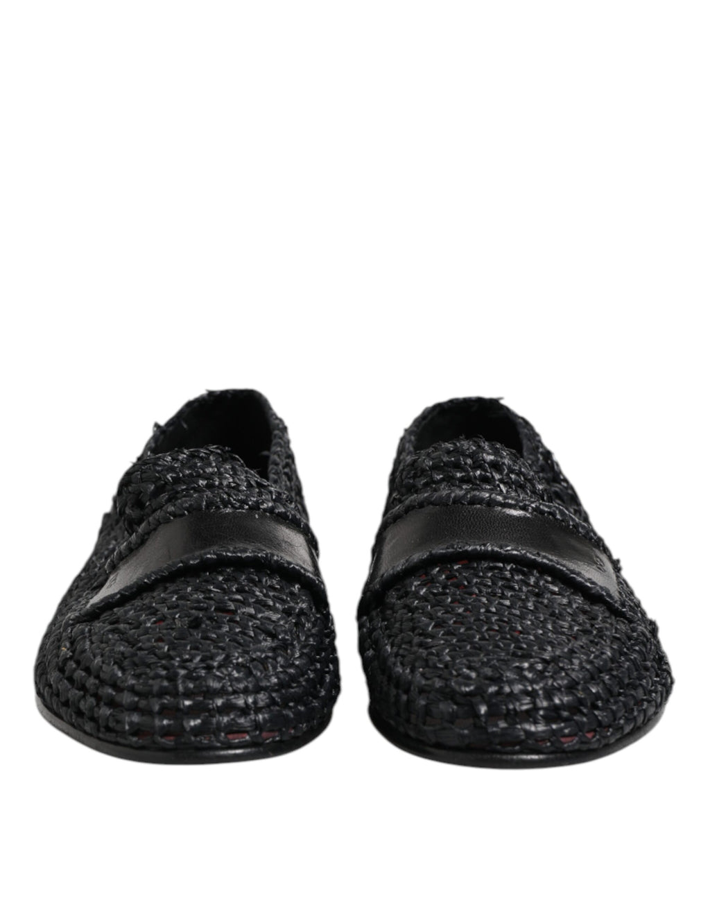 Dolce & Gabbana Black Woven Leather Slip On Loafers Men Shoes