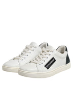 Dolce & Gabbana White Black Leather Lace Up Men Sneakers Shoes